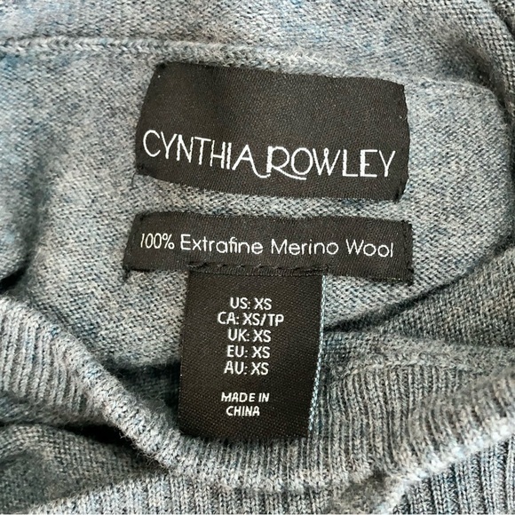 Cynthia Rowley sweater blue extra fine merino wool soft oversized fit size XS - Picture 7 of 9